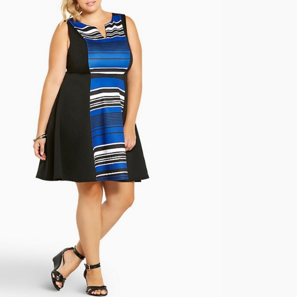 5X Torrid Striped Scuba Skater Dress